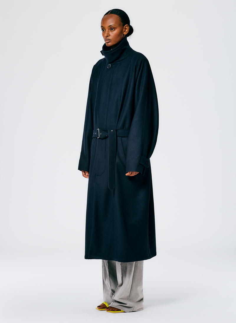 Recycled Featherweight Wool Cashmere Frank Coat Navy-3