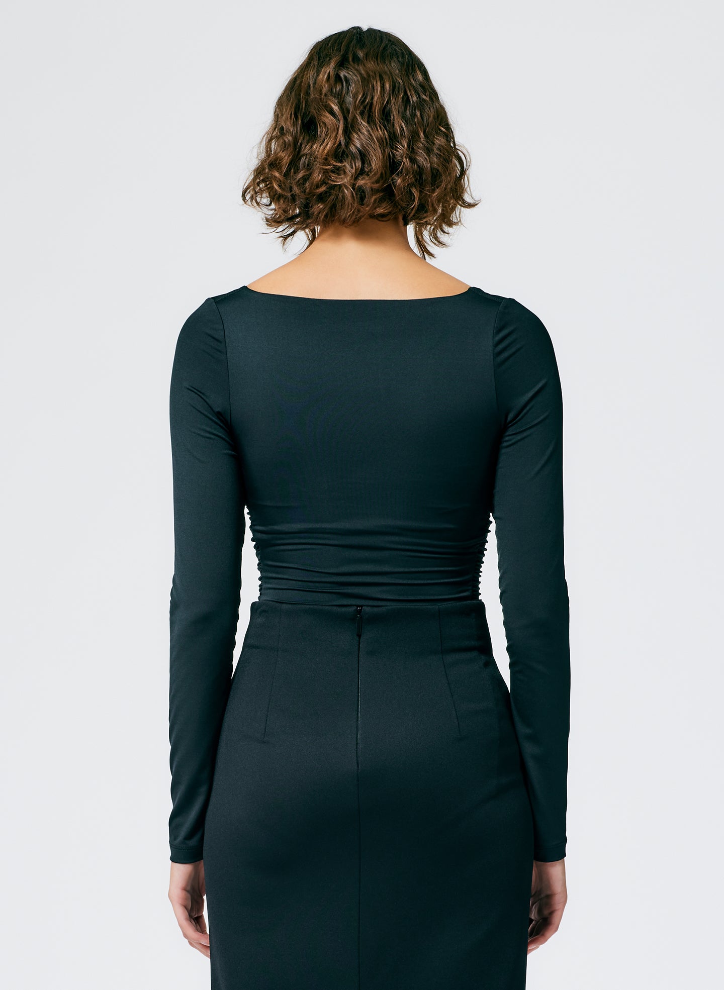 Stretch Shirred Long Sleeve Bodysuit