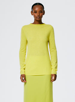 Skinlike Mercerized Wool Soft Sheer Pullover Yellow-3