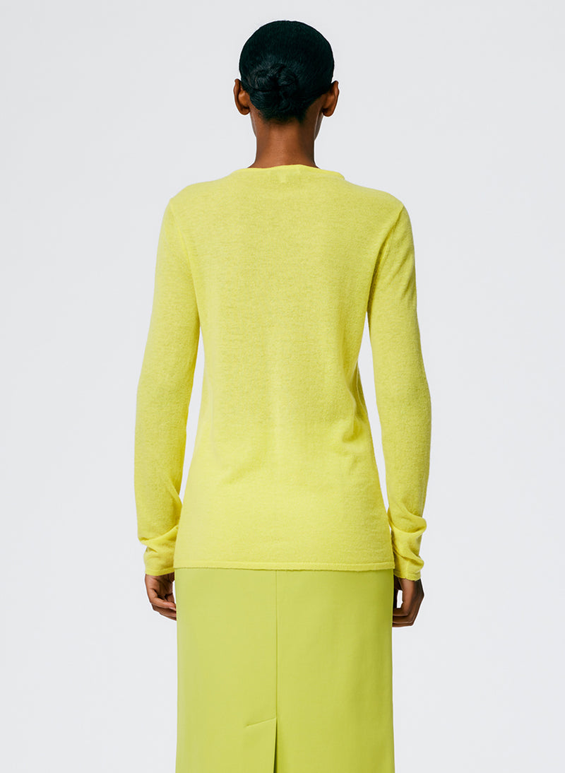Skinlike Mercerized Wool Soft Sheer Pullover Yellow-5