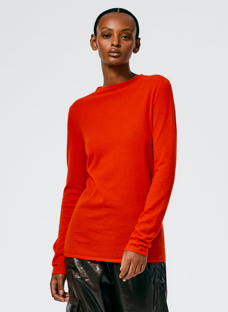Skinlike Mercerized Wool Soft Sheer Pullover Red-5