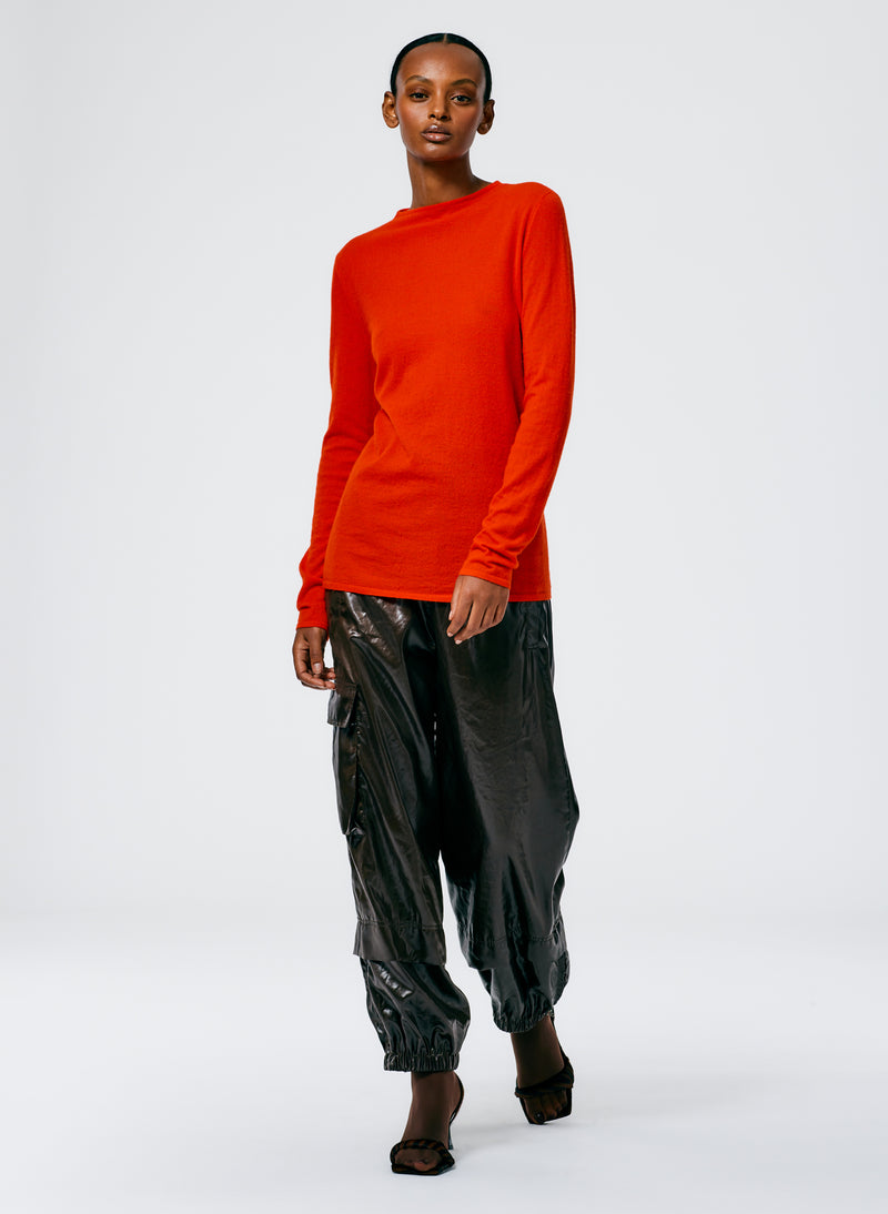 Skinlike Mercerized Wool Soft Sheer Pullover Red-6