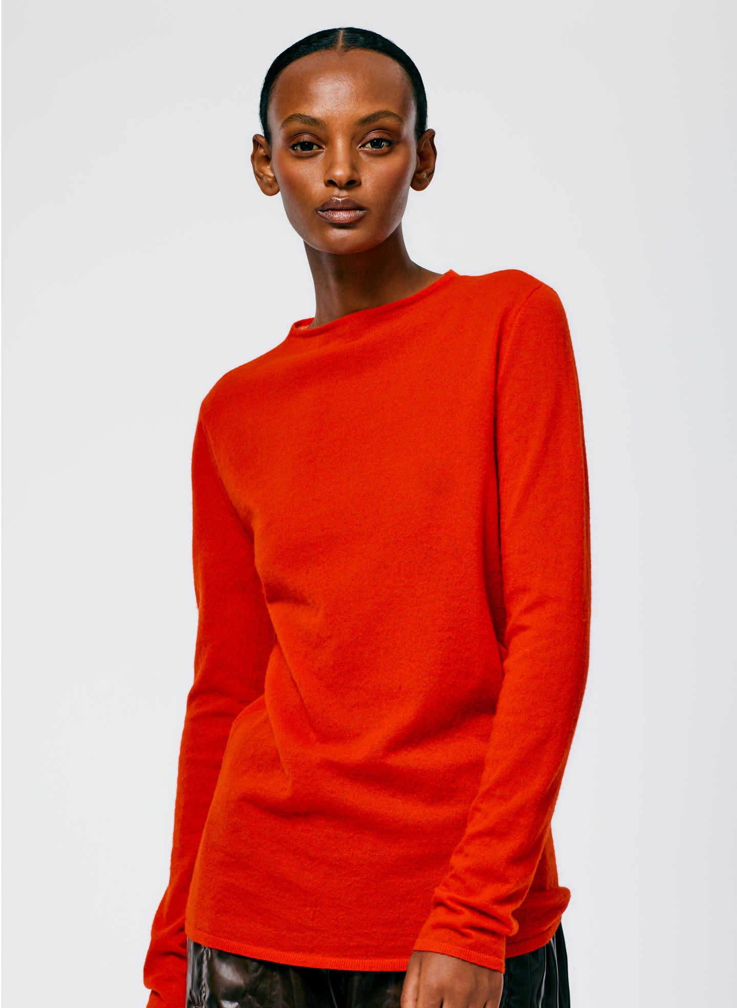 Skinlike Mercerized Wool Soft Sheer Pullover - Red-1