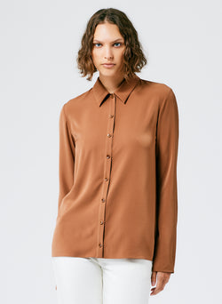 Soft Drape Slim Shirt Cocoa Brown-6