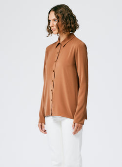 Soft Drape Slim Shirt Cocoa Brown-4