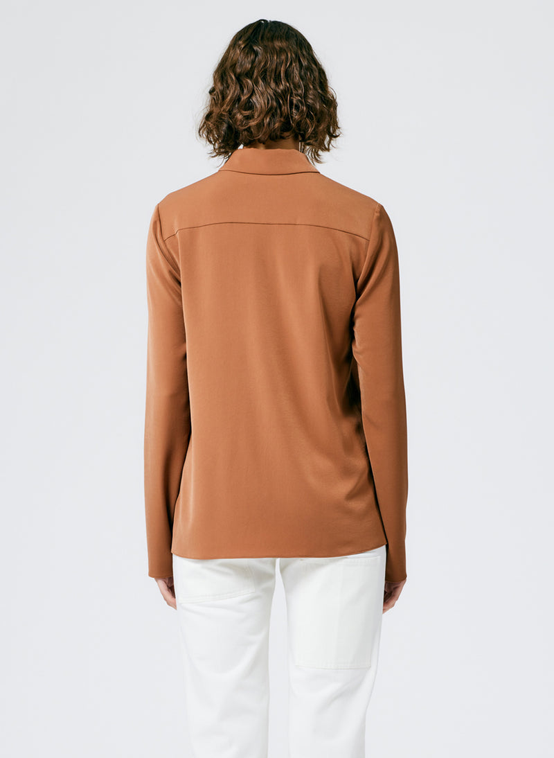Soft Drape Slim Shirt Cocoa Brown-5