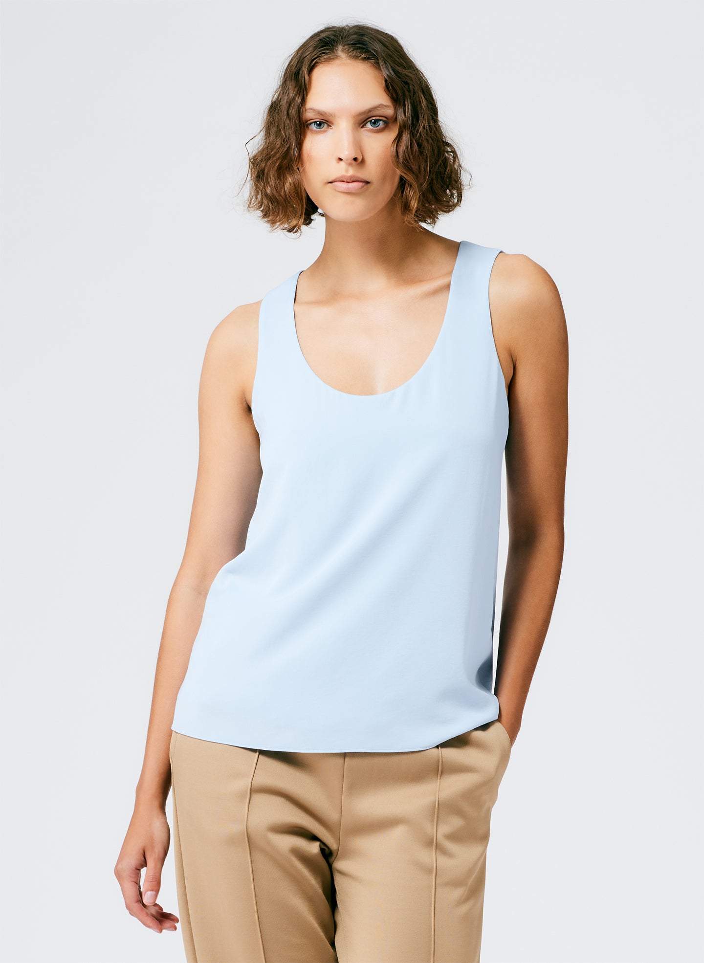 Soft Drape Tank - Light Blue-1