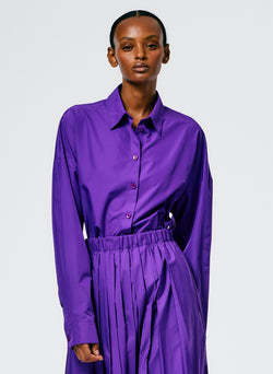 Italian Sporty Nylon Pleated Pull On Skirt Purple-5