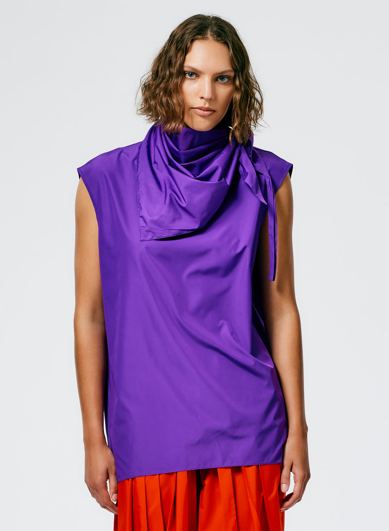 Italian Sporty Nylon Sleeveless Cocoon Top Purple-1