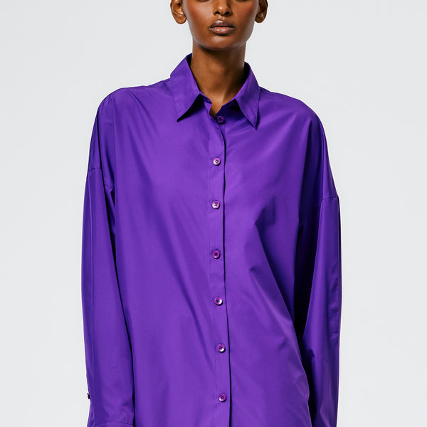 Italian Sporty Nylon Shirt with Cocoon Back Tibi Official