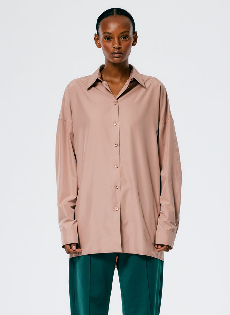 Italian Sporty Nylon Shirt with Cocoon Back – Tibi Official