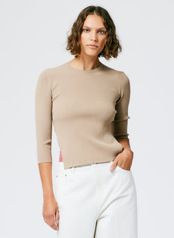 Giselle Stretch Sweater Circle Openback Pullover Sand-1
