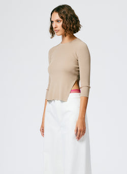 Giselle Stretch Sweater Circle Openback Pullover Sand-4