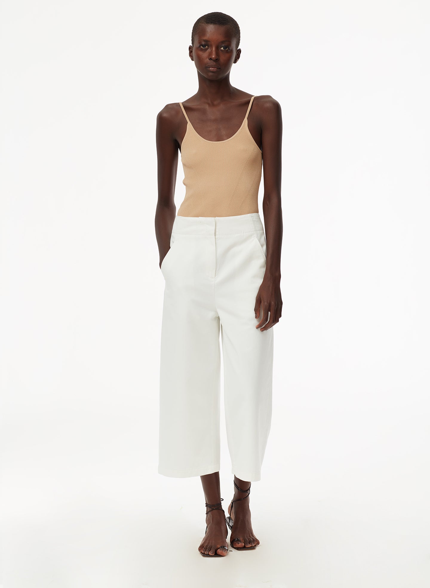 Garment Dyed Twill Cropped Jean - White-01