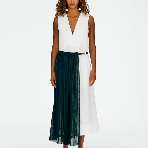 Crepe Gauze Half Skirt Layered Dress Tibi Official