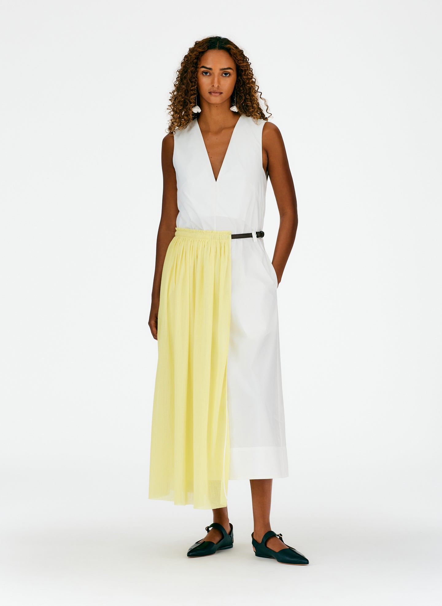 Crepe Gauze Half Skirt Layered Dress Tibi Official