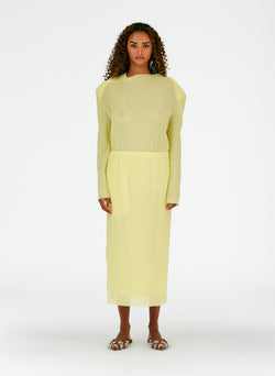 Crepe Gauze Pull On Skirt Canary Yellow-01