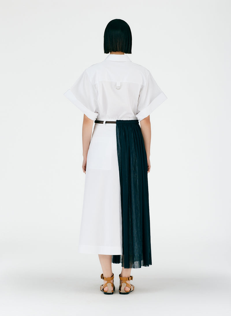 Crepe Gauze Half Layered Full Skirt Black/White Multi-03