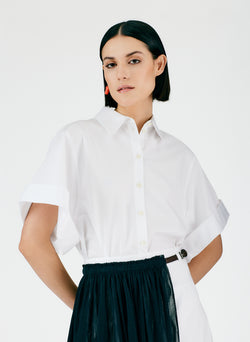 Crepe Gauze Half Layered Full Skirt Black/White Multi-06
