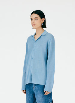 Crispy Cotton Sweater Sea Blue-03