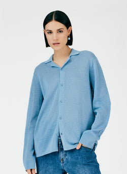 Crispy Cotton Sweater Sea Blue-06