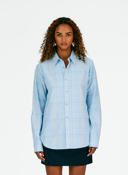 Caleb Plaid Oxford Men's Slim Shirt Blue Multi-01