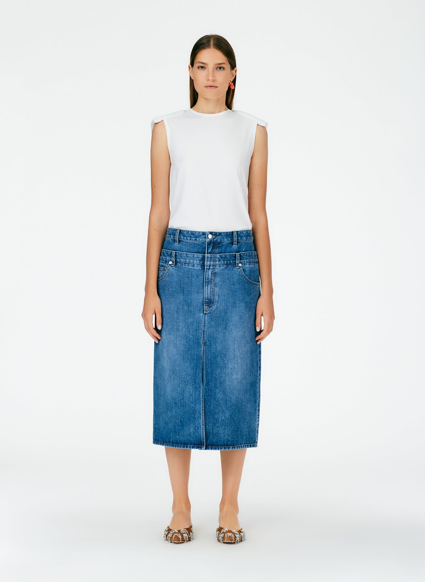 Classic Wash Double Waisted Denim Skirt – Tibi Official