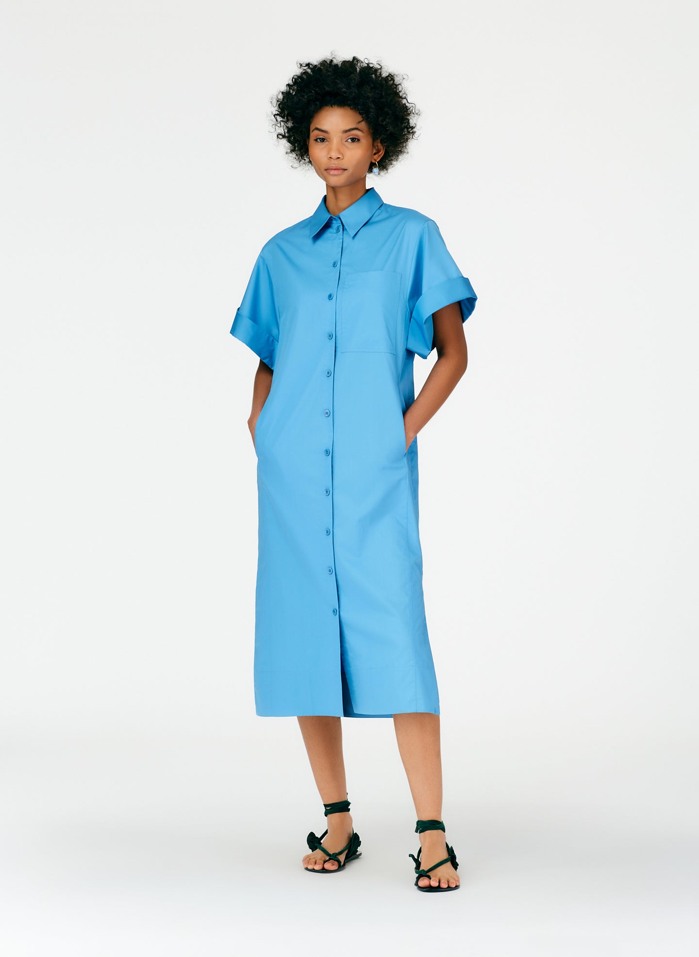 rolled sleeve t shirt dress Wholesale MOQ6 Pocketed Round Neck Short Sleeve Dress