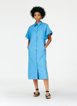 Eco Poplin Rolled Sleeve Shirtdress Kairi Blue-07