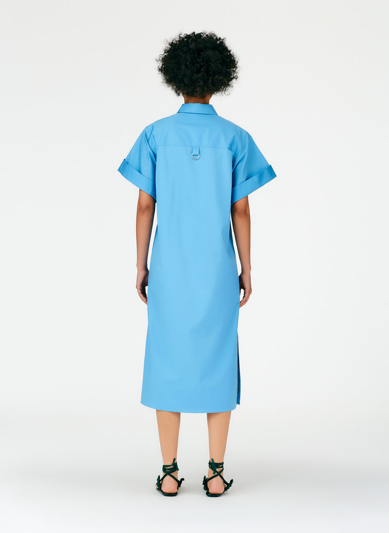 Eco Poplin Rolled Sleeve Shirtdress Kairi Blue-04