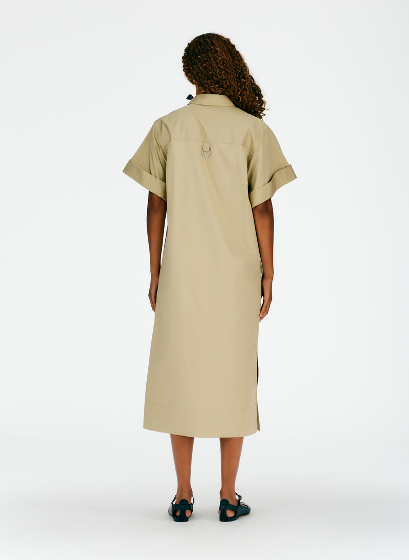 Eco Poplin Rolled Sleeve Shirtdress Clay-03