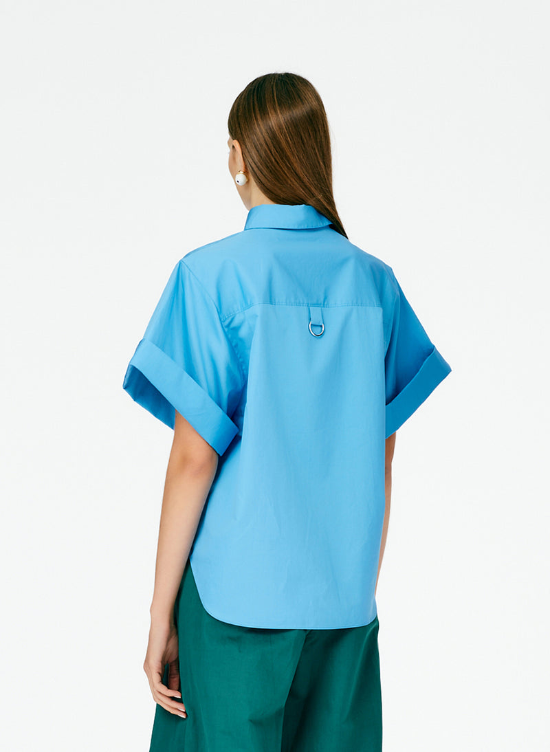 Eco Poplin Rolled Sleeve Shirt Kairi Blue-03