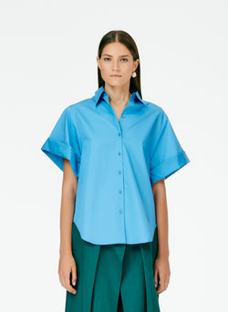Eco Poplin Rolled Sleeve Shirt Kairi Blue-01