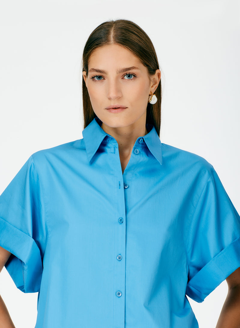 Eco Poplin Rolled Sleeve Shirt Kairi Blue-05