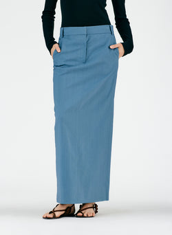 Fluid Suiting Maxi Trouser Skirt Blue Grey-05