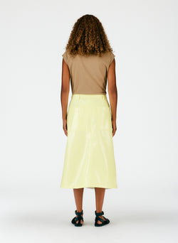 Faux Patent Leather Maxi Aline Skirt Canary Yellow-04