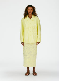 Faux Patent Leather Oversized Jacket Canary Yellow-01