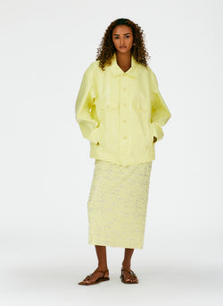 Faux Patent Leather Oversized Jacket Canary Yellow-07