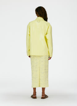 Faux Patent Leather Oversized Jacket Canary Yellow-04