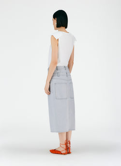 Grey Denim Double Waisted Denim Skirt Grey-04
