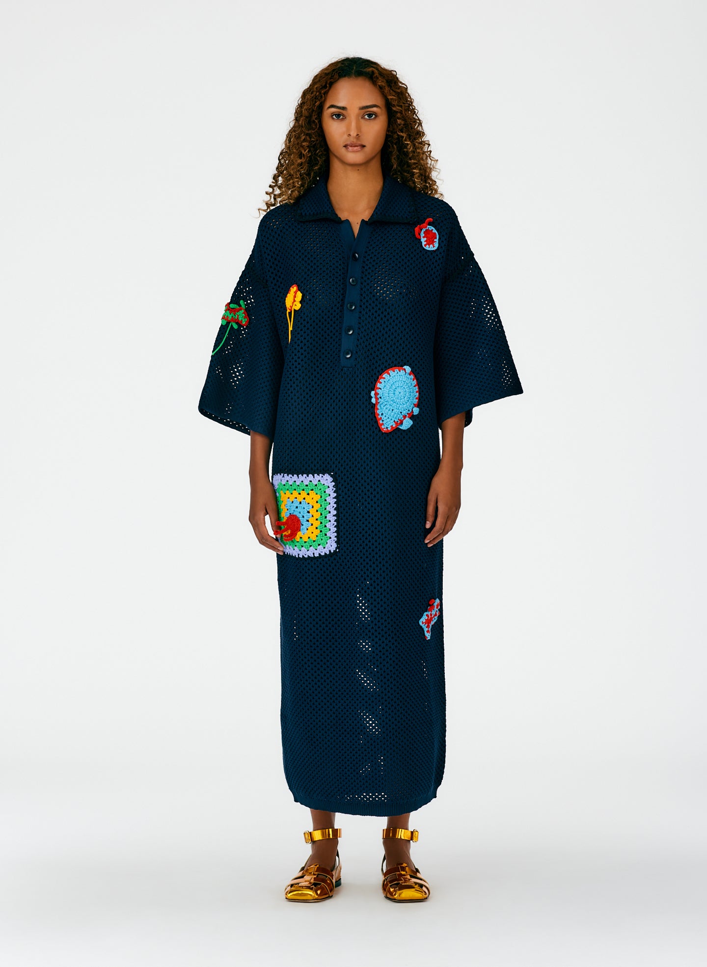 tibi crochet dress Tech Crochet Polo Shirtdress Tibi Official