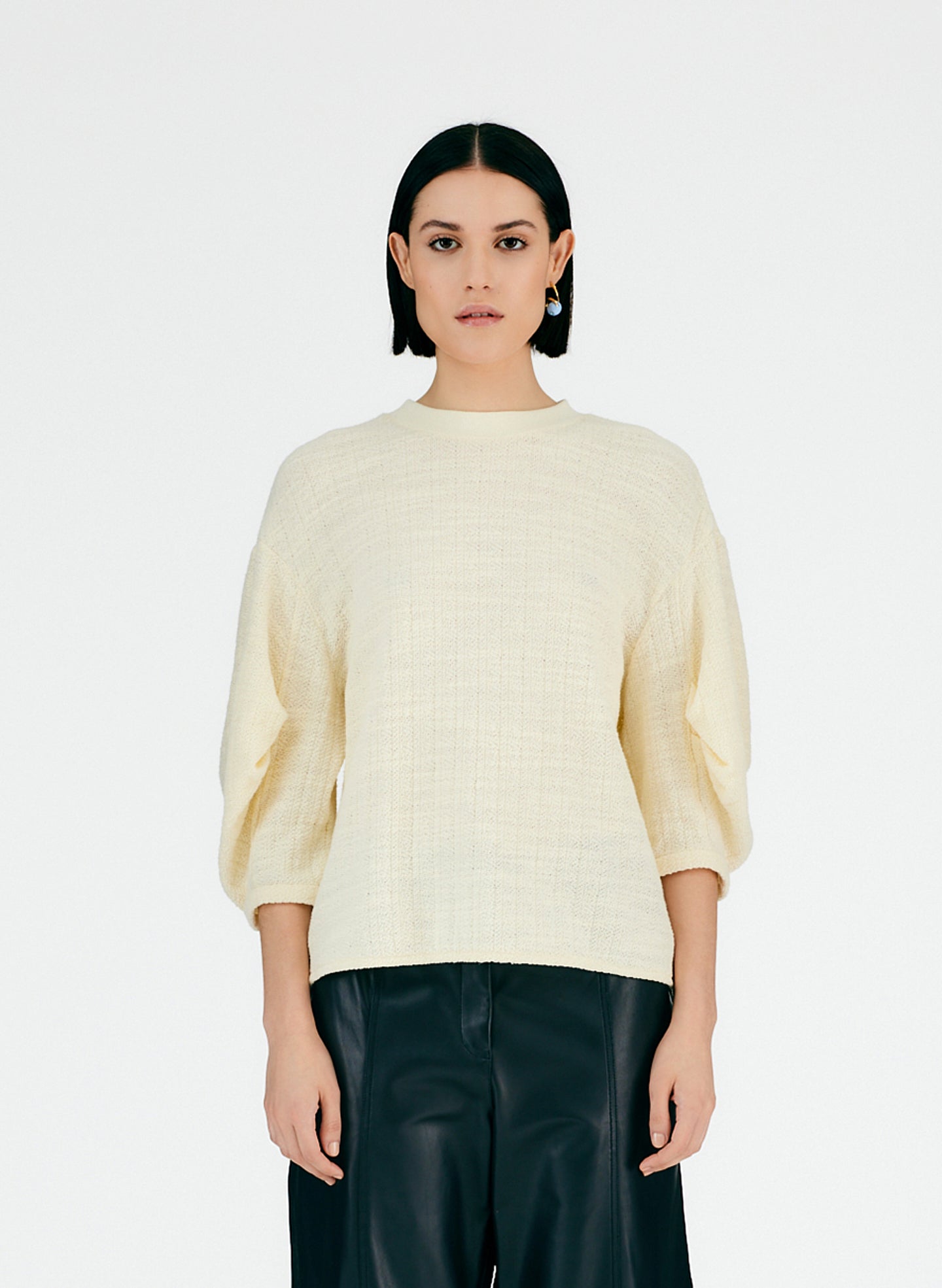 Handspun Knit Pleat Sleeve Top