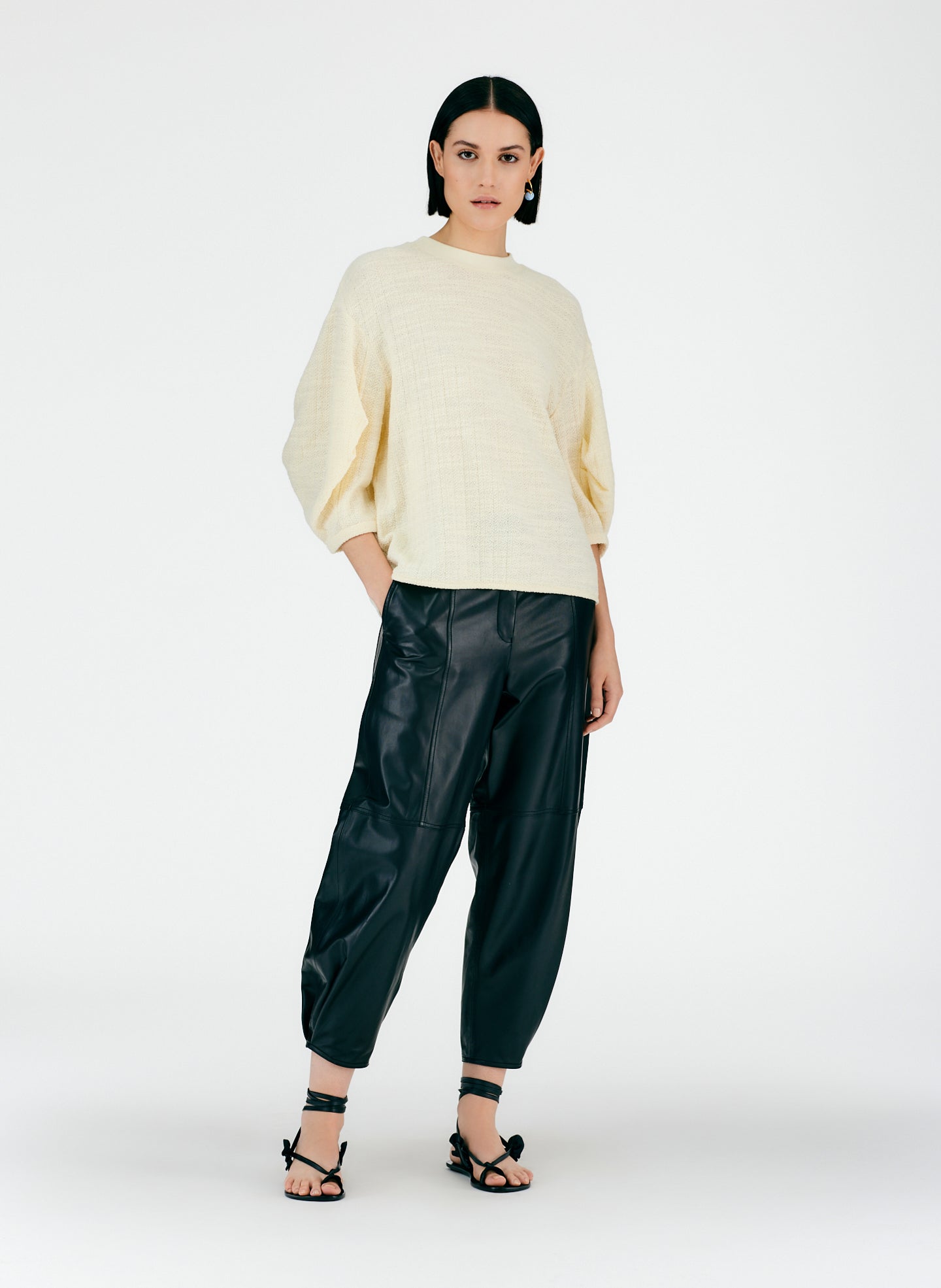 Handspun Knit Pleat Sleeve Top