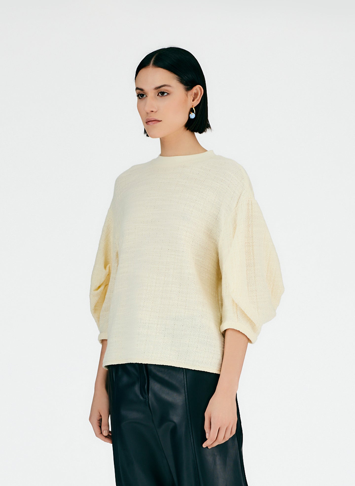 Handspun Knit Pleat Sleeve Top