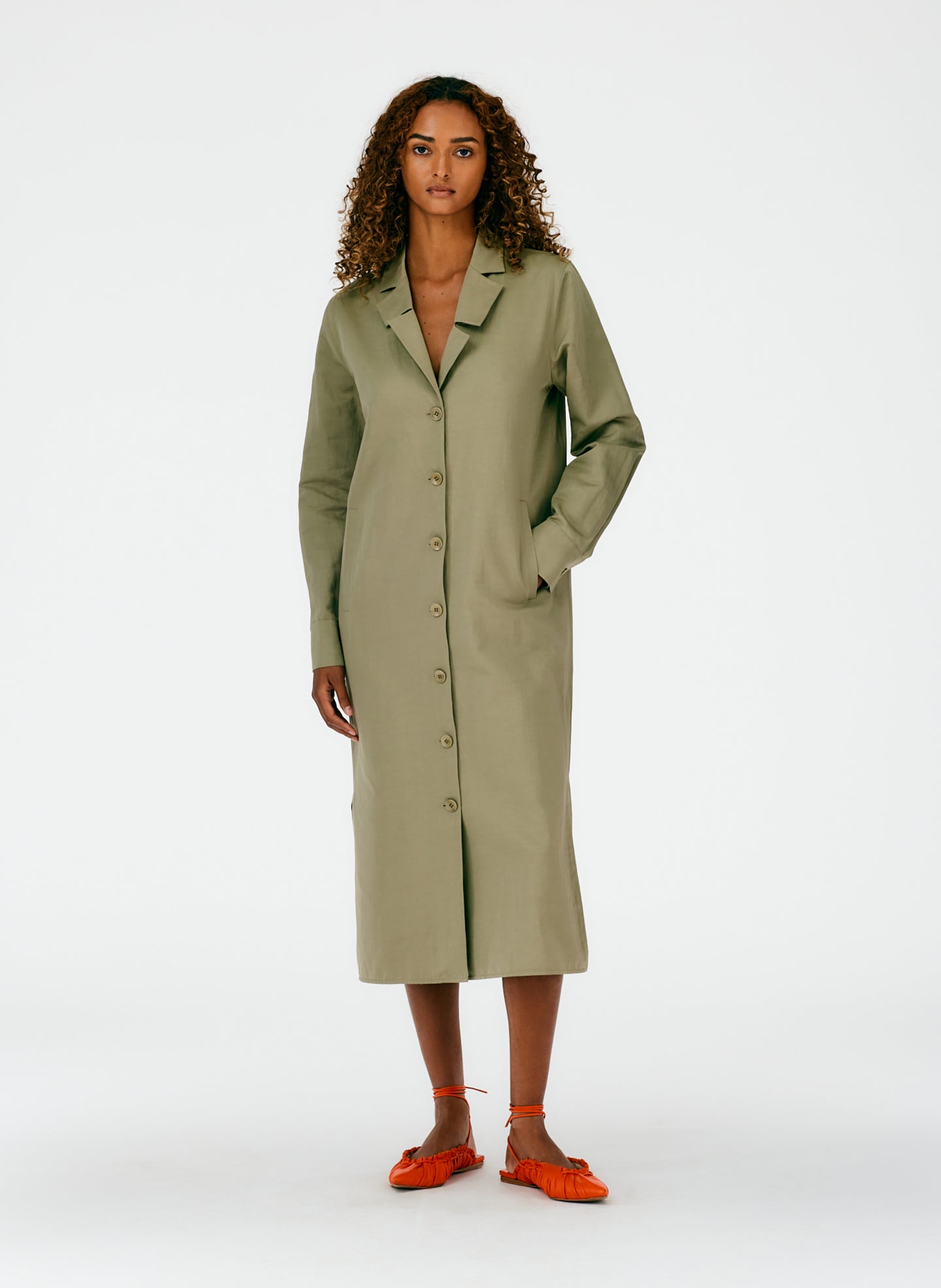 Cotton Linen Sateen Shirtdress Cotton Linen Sateen Shirtdress