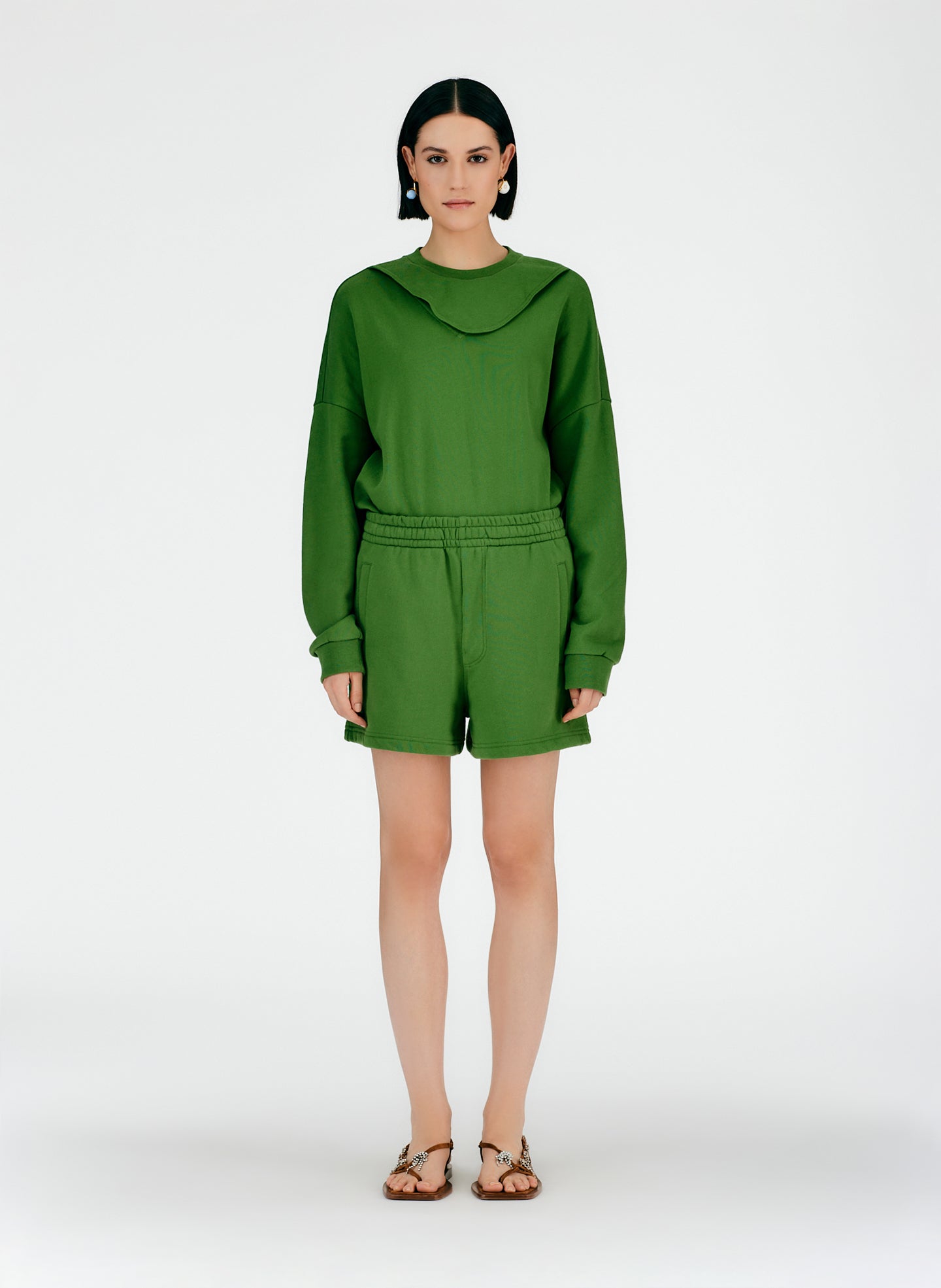 Sweatshirt Shorts - Leaf Green-01