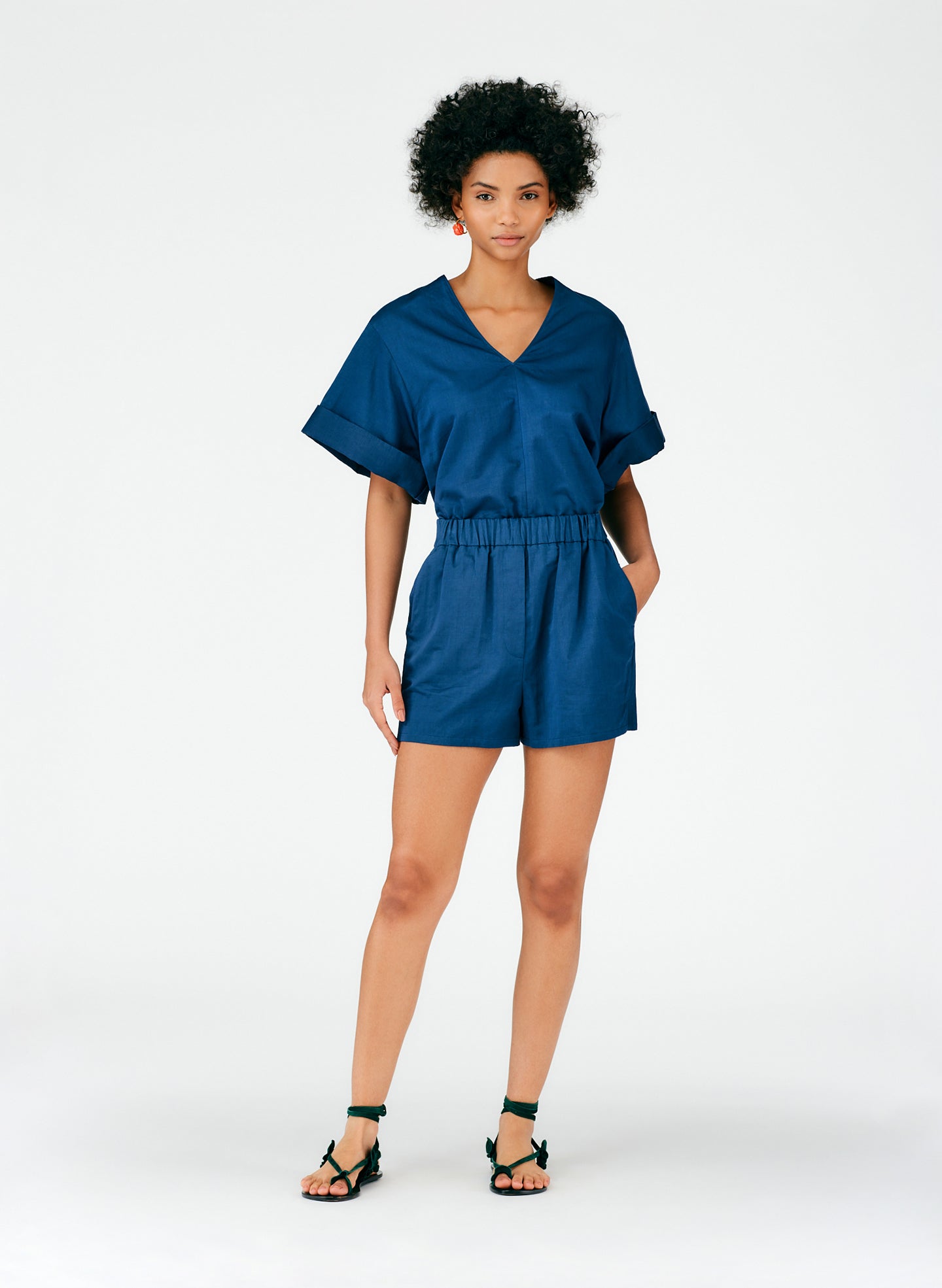Cotton Linen Sateen Pull On Shorts