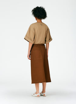 Organic Cotton Twill Maxi Aline Skirt Coco Brown-04