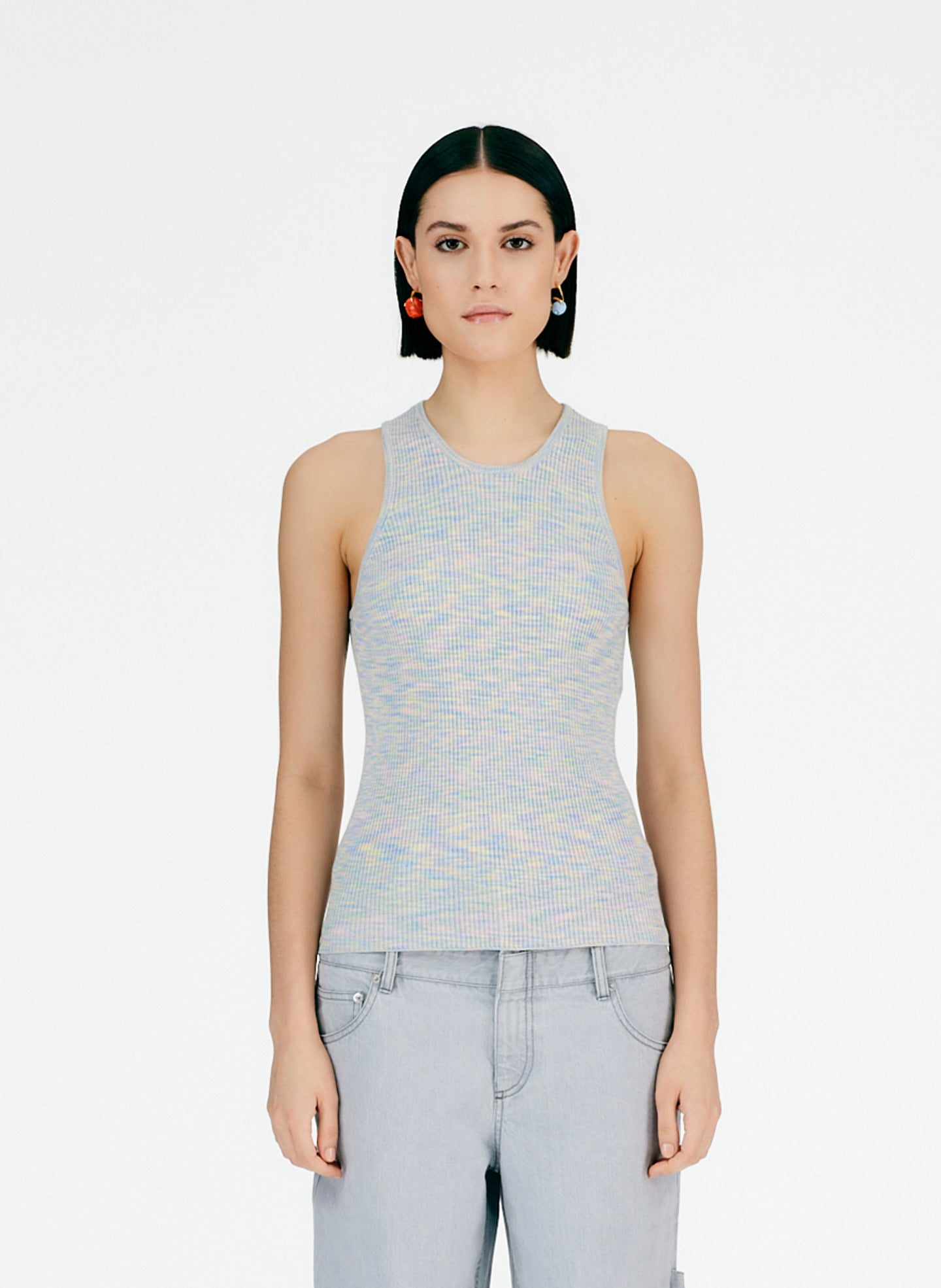 Printed Combed Cotton Ribbed Tank - Candy Multi-01