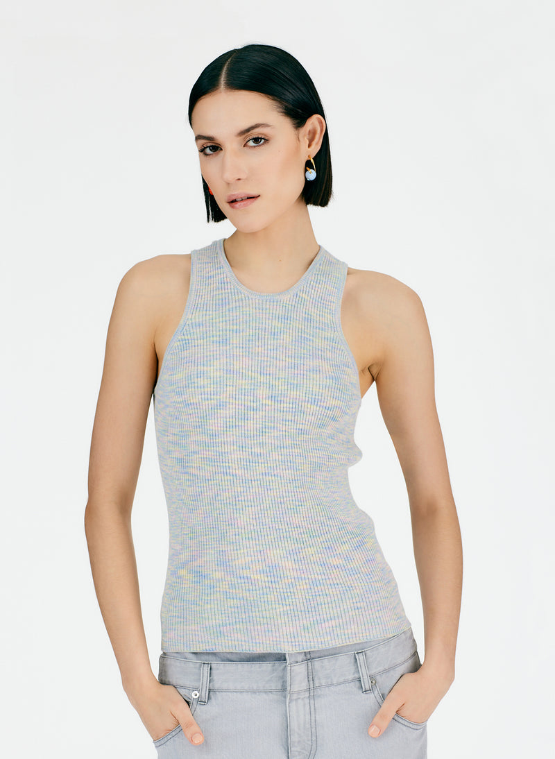 Printed Combed Cotton Ribbed Tank Candy Multi-05